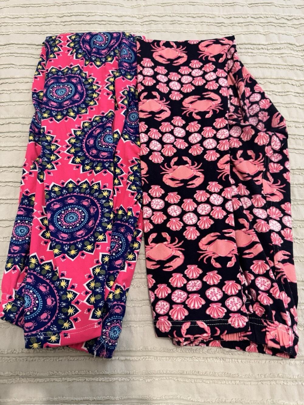 Lot Of 2 Simply Southern Ocean Beach Theme Plus Size Leggings XL - 3X Lot